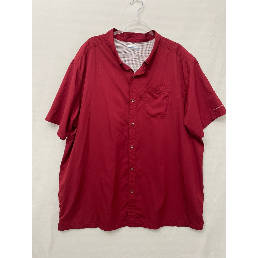 Columbia Button Down Size 3X Red PFG Omni-Shade Fishing Hiking Outdoor Ripstop